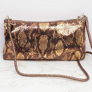 Elliott Lucca Bronze Sequin Snakeskin Clutch Bag